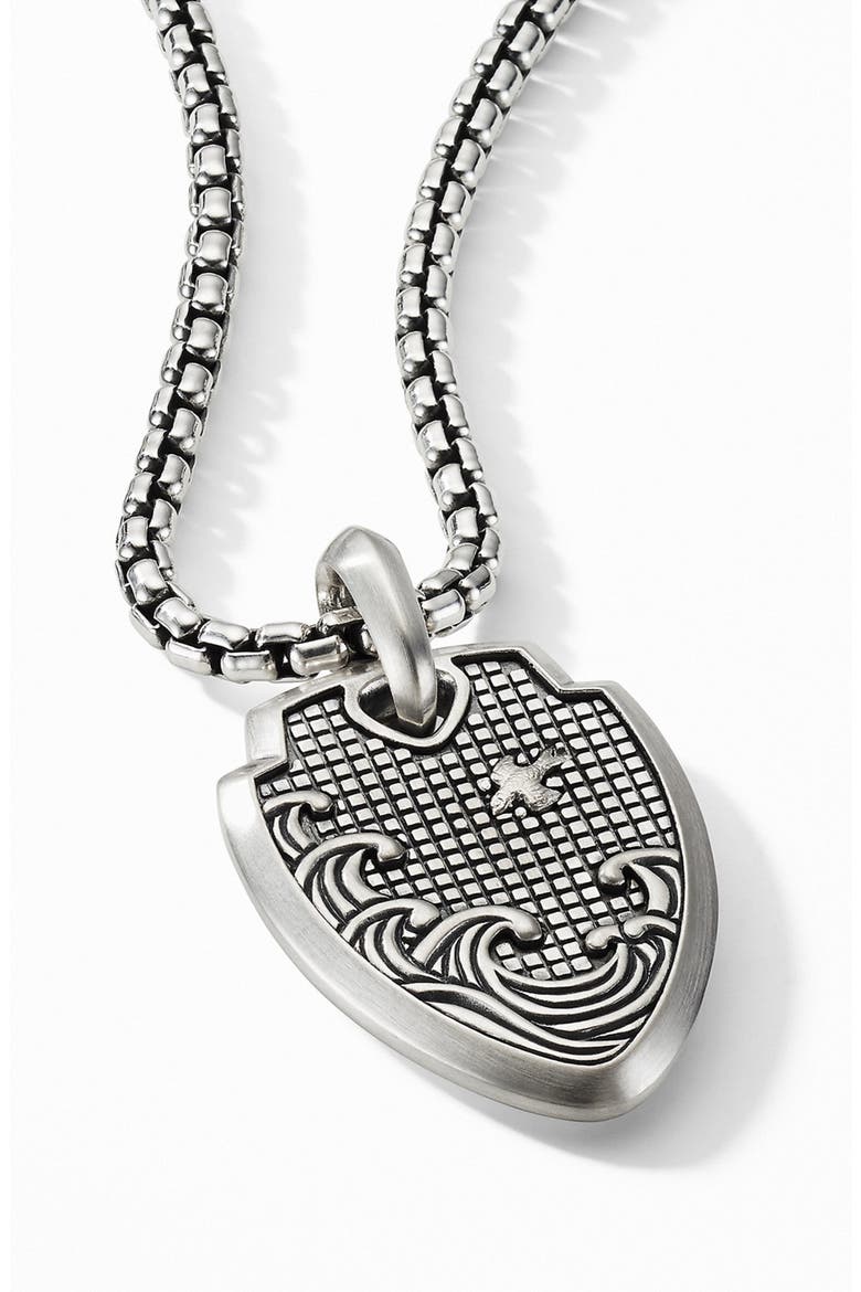Waves Shield Pendant, Alternate, color, SILVER