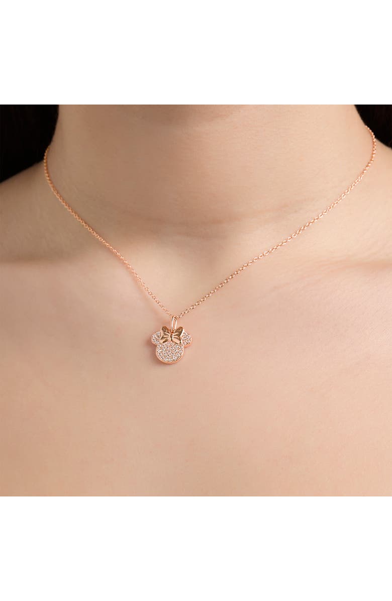Disney Pavé Pendant Necklace in Rose Gold-Tone, Alternate, color, Rose Gold/Clear