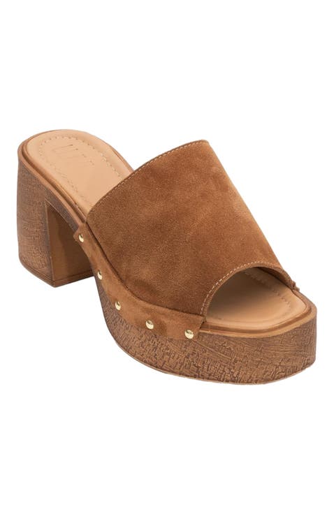 Pull Leather Platform Mules (Women)