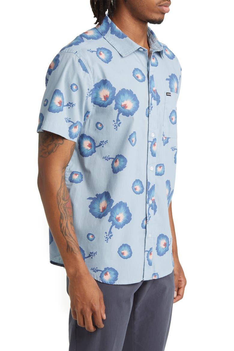 Charter Regular Fit Tropical Short Sleeve Button-Up Shirt, Alternate, color, DUSTY BLUE/PACIFIC BLUE/CORAL