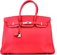 Pre-Owned Hermes Birkin Handbag Pink Epsom with Palladium Hardware 35