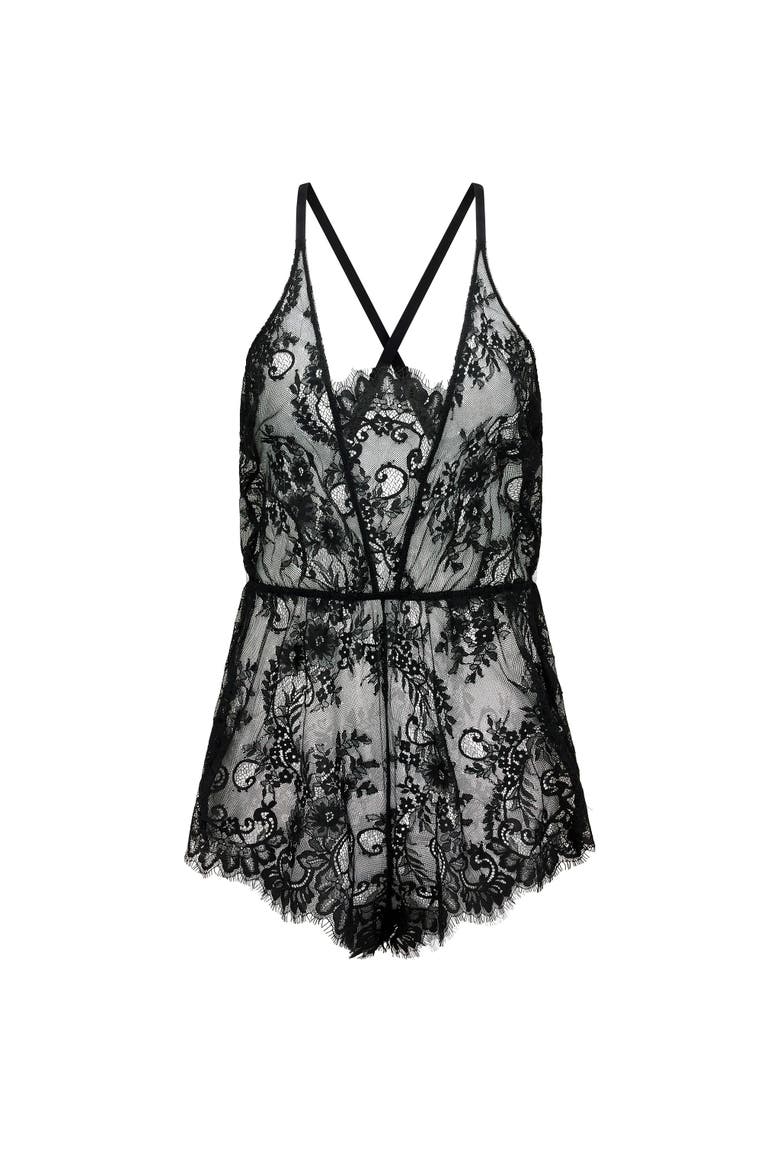 Jasmin Romper Lingerie, Alternate, color, Black