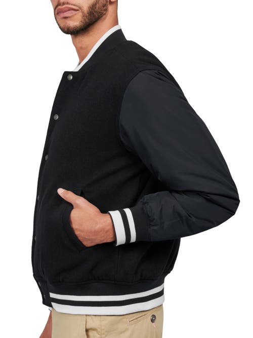 Construct Solid Varsity Jacket In Black