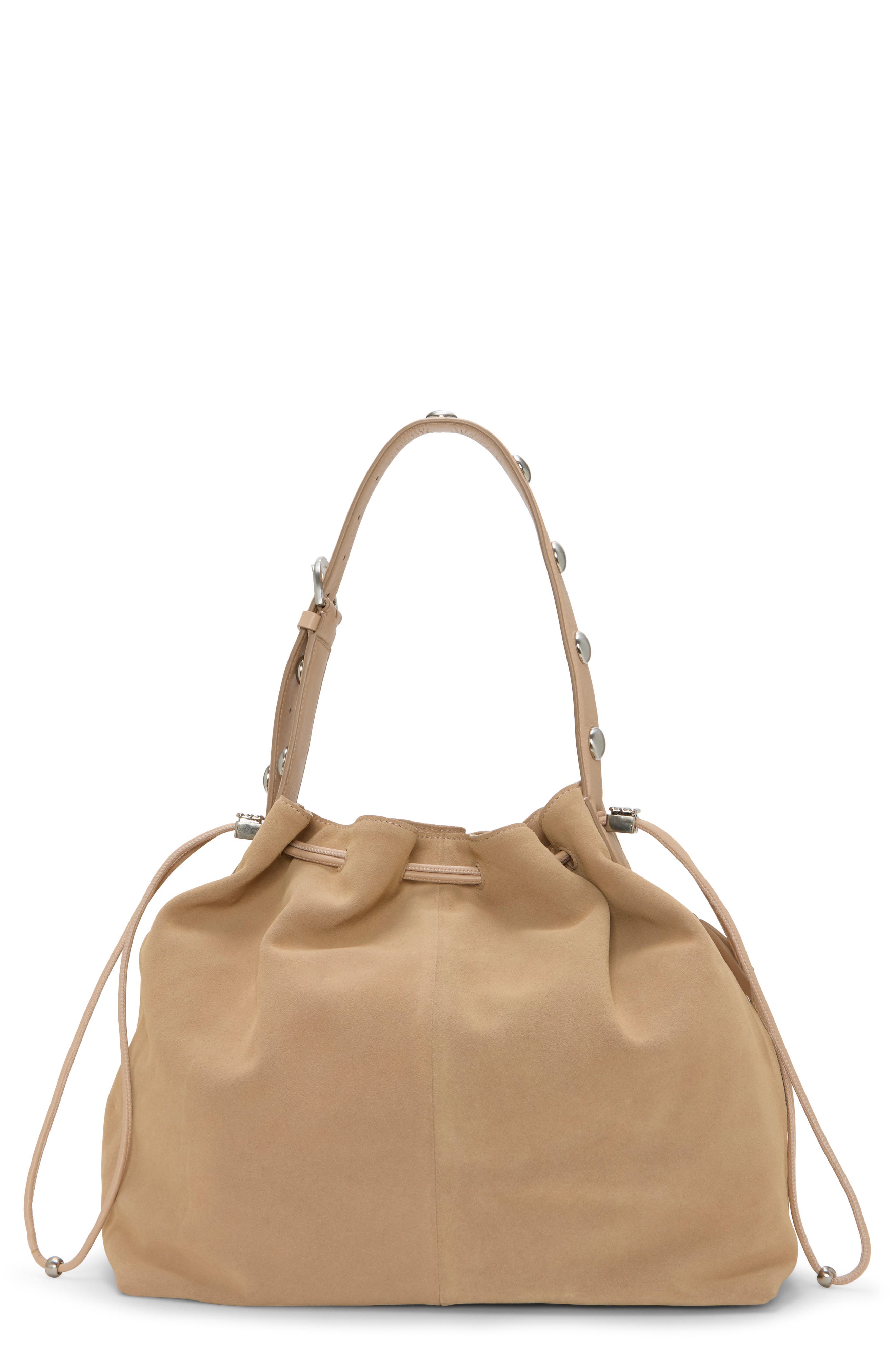 Vince Camuto Pippa Leather Bucket Bag, Main, color, Medium Brown
