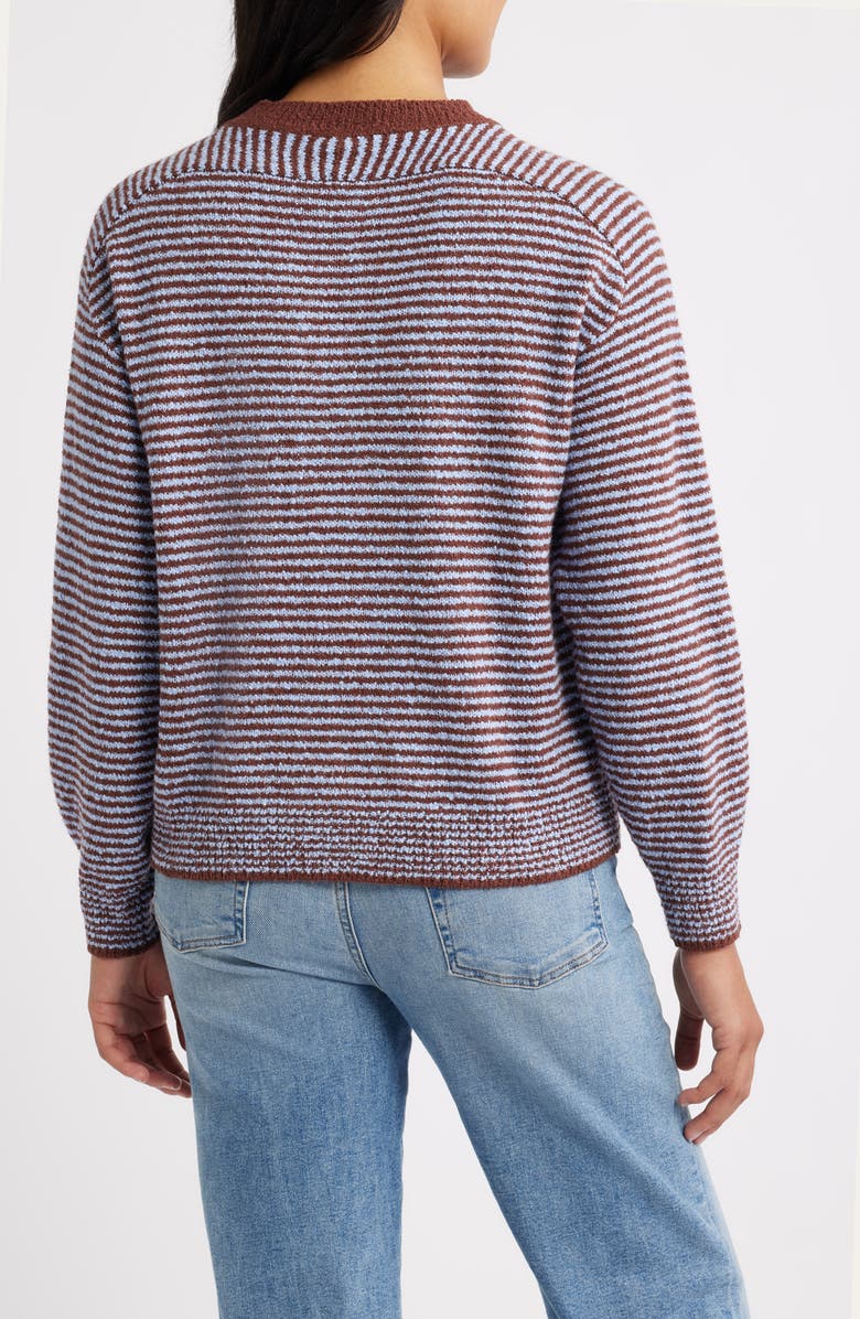 MARGARET O'LEARY Lola Stripe Cotton Blend Sweater, Alternate, color, Cola/ Frost