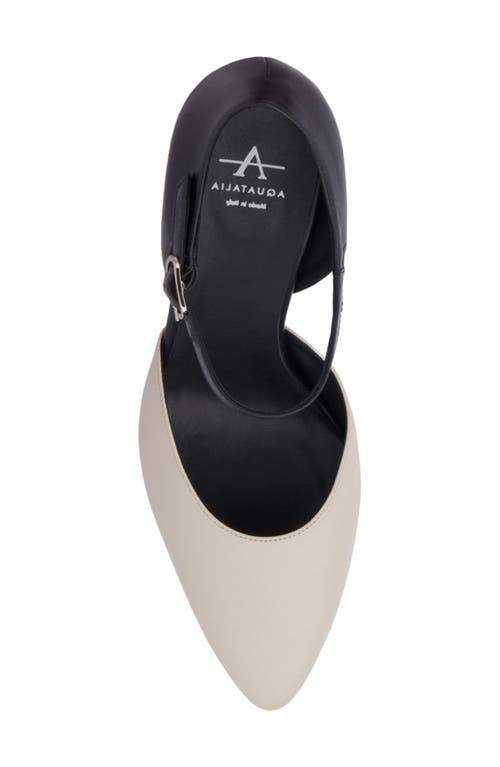Aquatalia Penelopy Ankle Strap Pointed Toe Wedge Pump In Off White/black