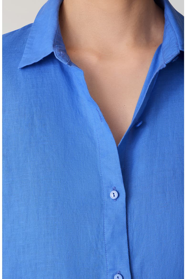 Classic Collar Organic Linen Long Button-Up Shirt, Alternate, color, ULTMA