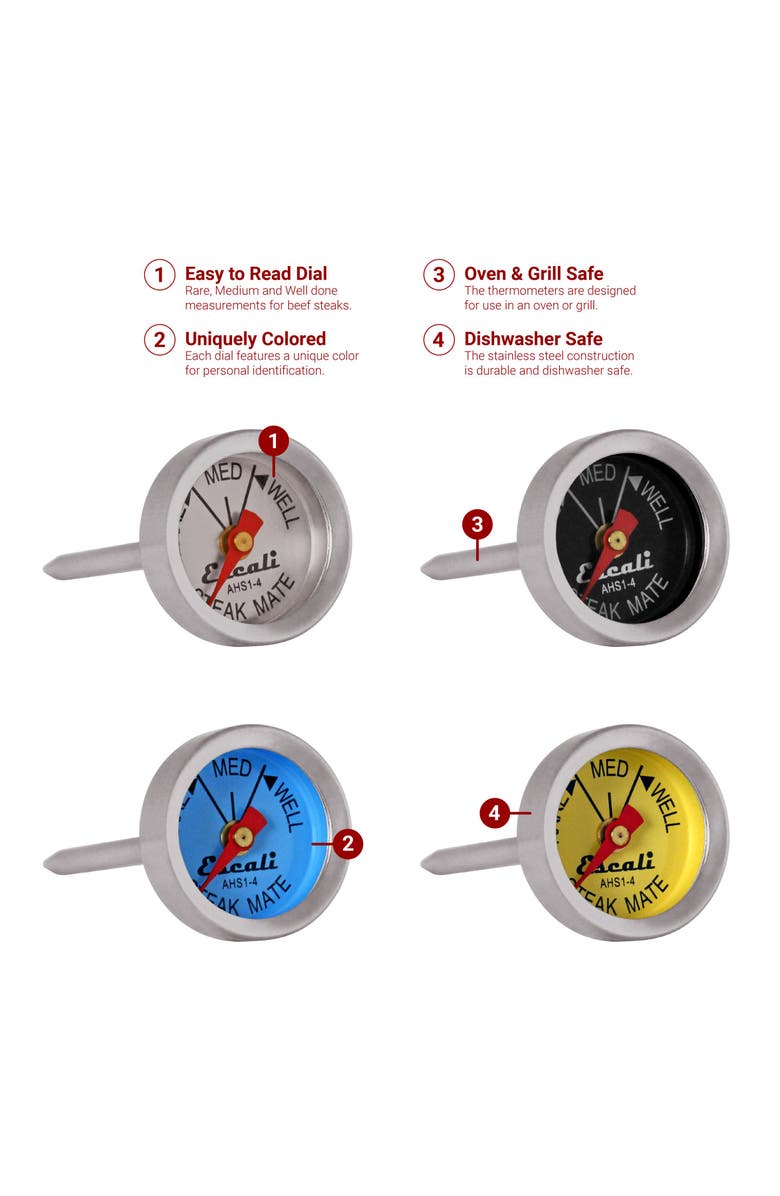 ESCALI Easy Read Steak Thermometer Set, Alternate, color, Metallic Silver