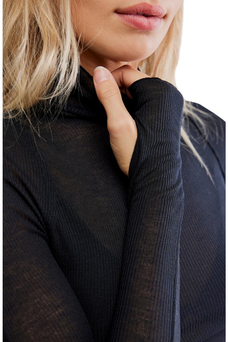 Close to Home Rib Turtleneck Top, Alternate, color, BLACK