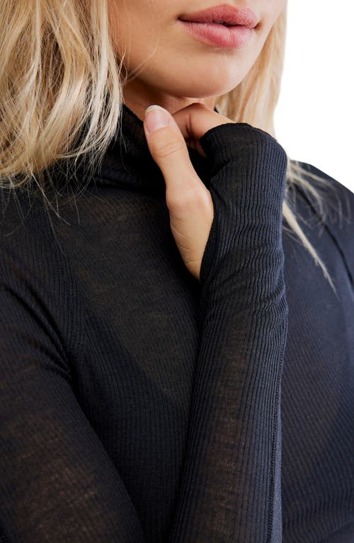 Free People Close To Home Rib Turtleneck Top In Blue