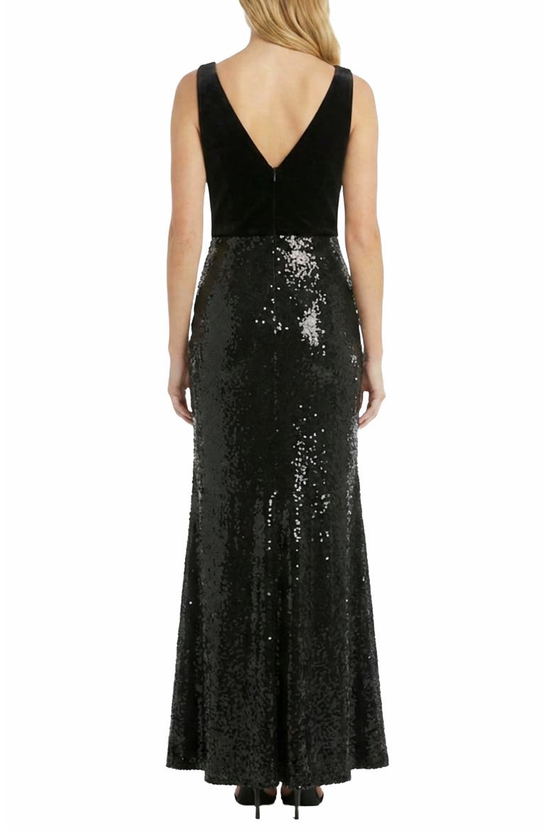 Velvet & Sequin Gown, Alternate, color, BLACK/ BLACK/ BLACK