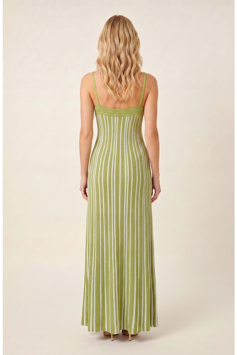 Sleeveless Knitted Striped Maxi Dress, Alternate, color, Green
