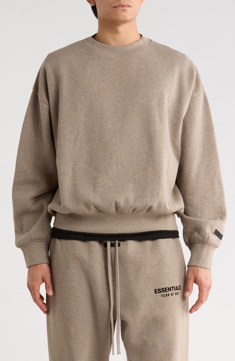 Fear of God Essentials Classic Fit Fleece Crewneck Sweatshirt, Main, color, Concrete/Dark Concrete Heather