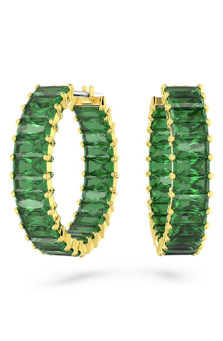 Swarovski Matrix Hoop Earrings, Main, color, Green