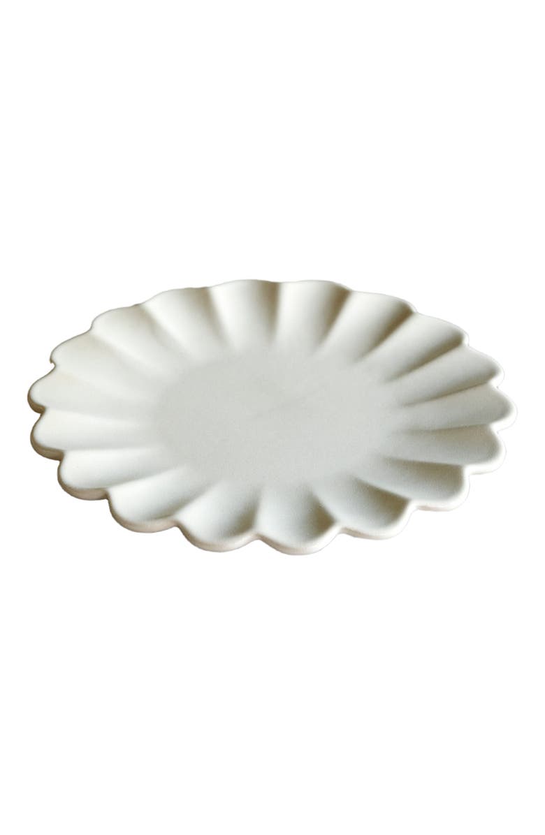 LEMIEUX ET CIE Dhalia Stoneware 4-Piece Dinner Plate Set, Alternate, color, White