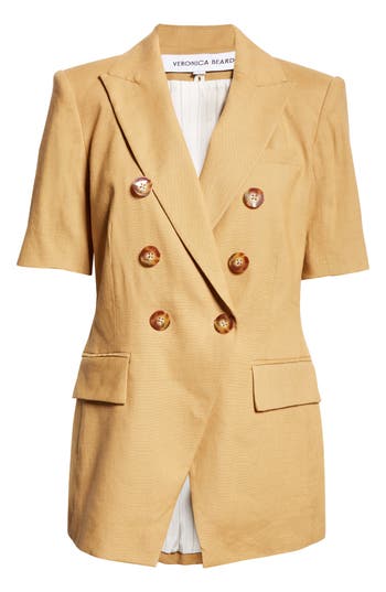 Veronica Beard Atwood Short Sleeve Linen Blend Dickey Jacket