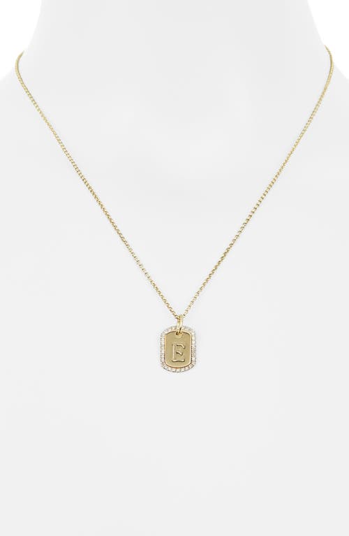 Meshmerise Diamond Initial Dog Tag Pendant Necklace In Gold