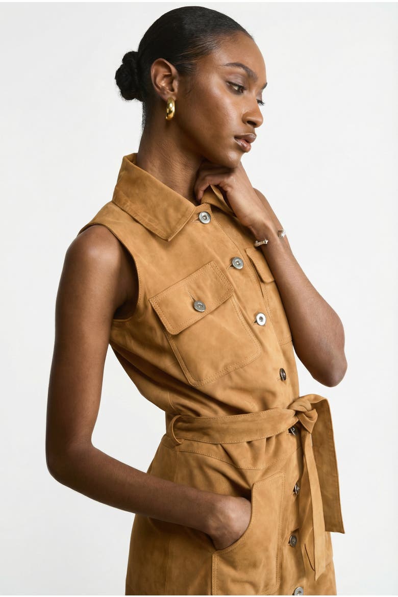Alina Suede Romper, Alternate, color, Pastel Brown