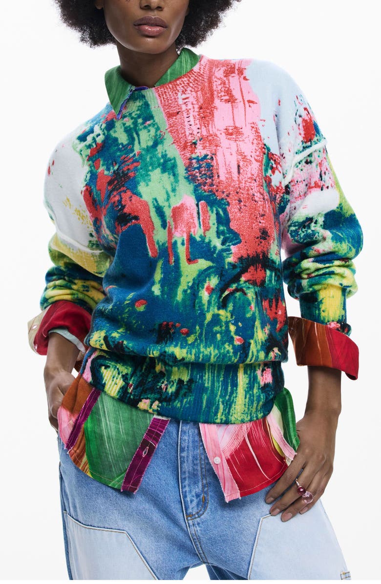 Desigual Splatter Print Sweatshirt, Main, color, 
