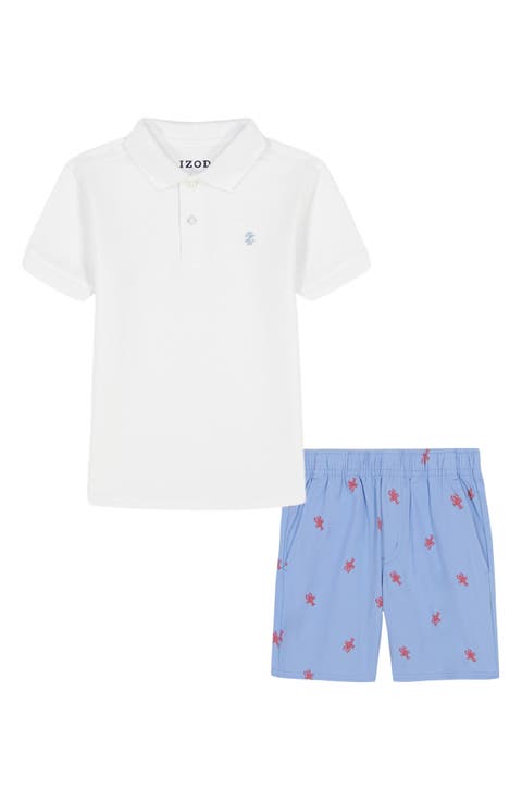 Kids' Solid Polo & Lobster Print Shorts Set (Little Kid)