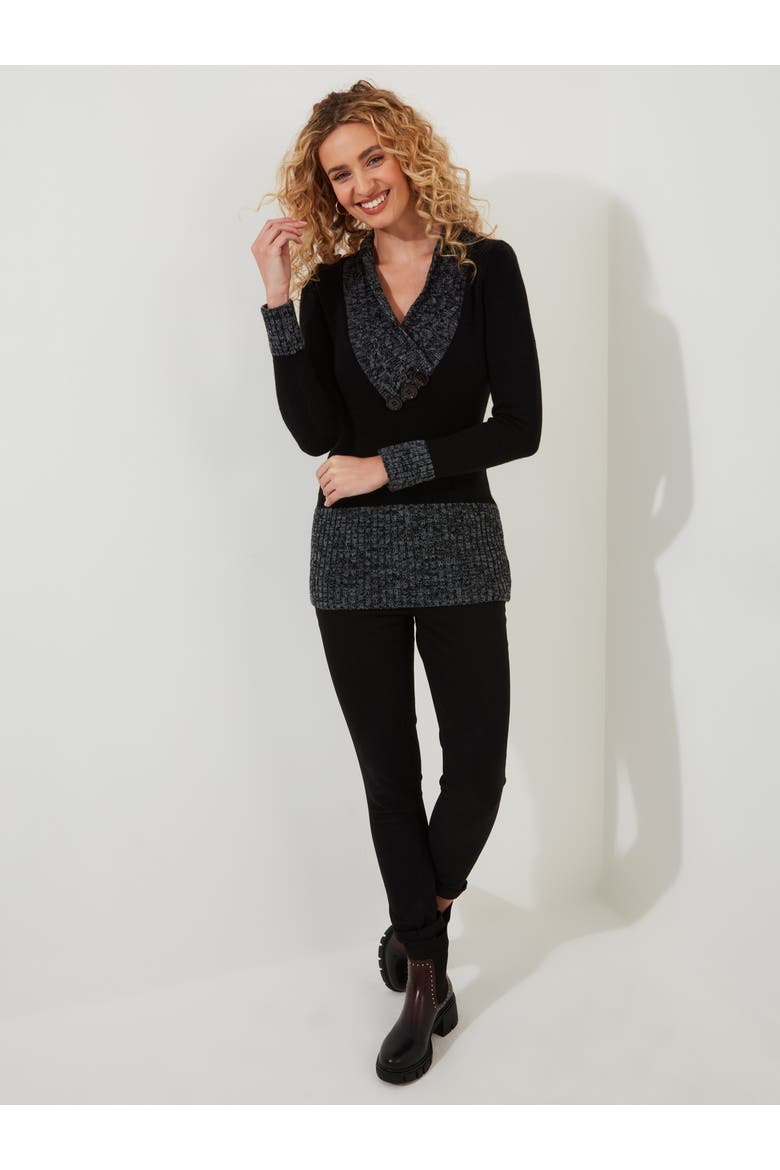 Button Cable Sweater, Alternate, color, BLACK