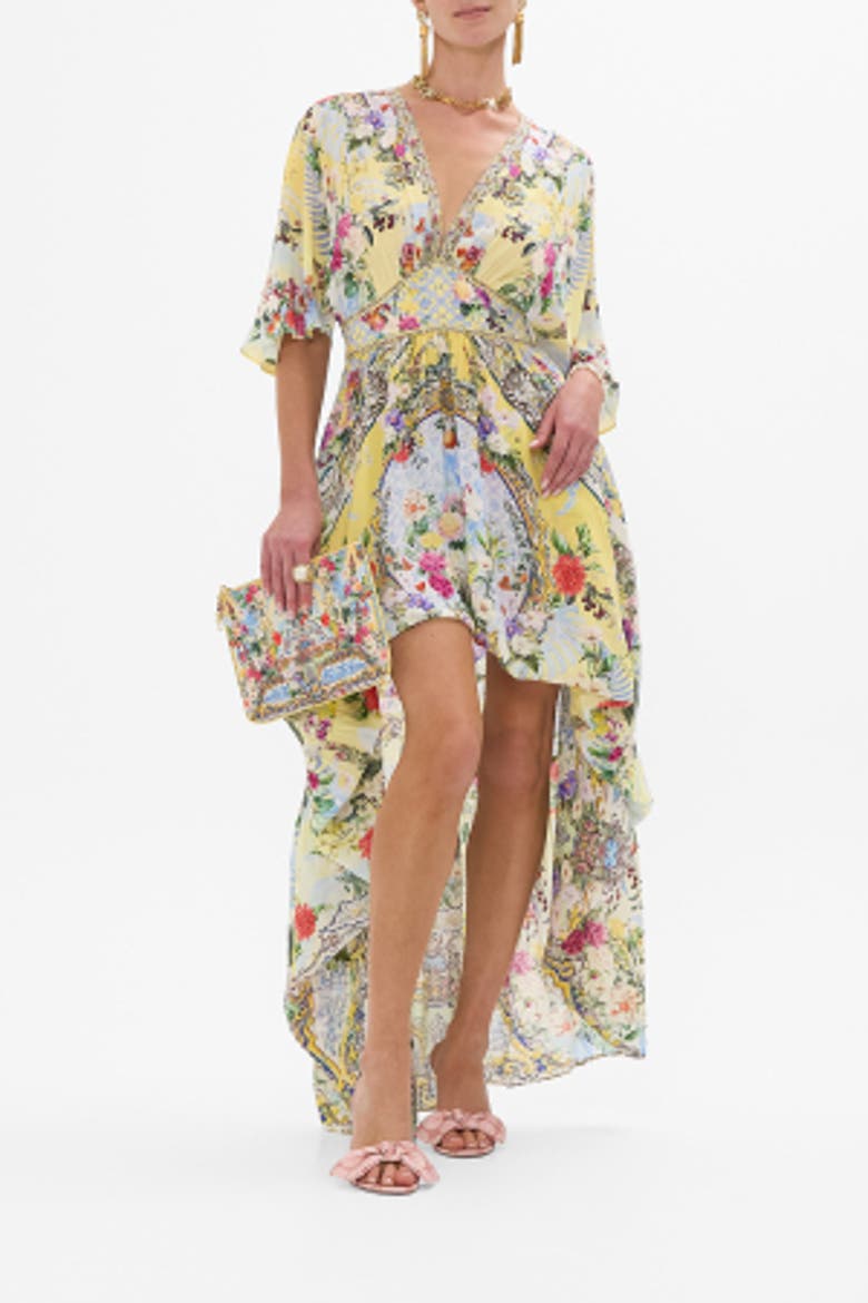 Waisted Dress With Hem Ruffle Flor Fantastica, Alternate, color, Flor Fantastica