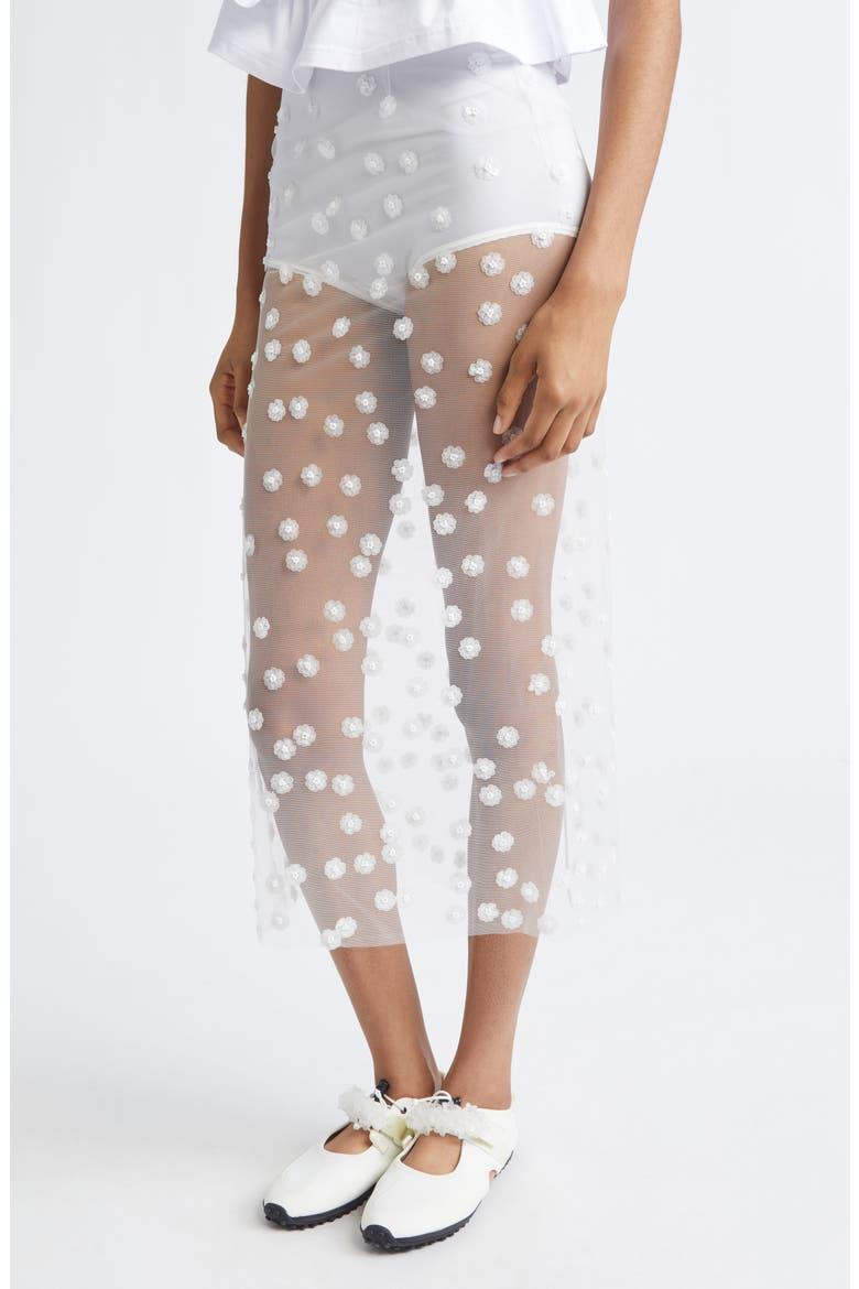 Gus Sequin Blossom Sheer Tulle Skirt, Alternate, color, WHITE