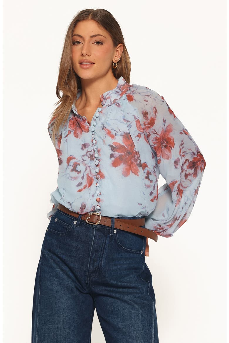 Marni Floral Balloon Sleeve Blouse, Alternate, color, BLUE FLORAL