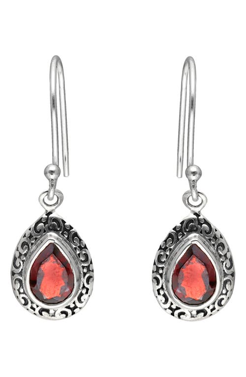 Ys Gems Garnet Drop Earrings In Red