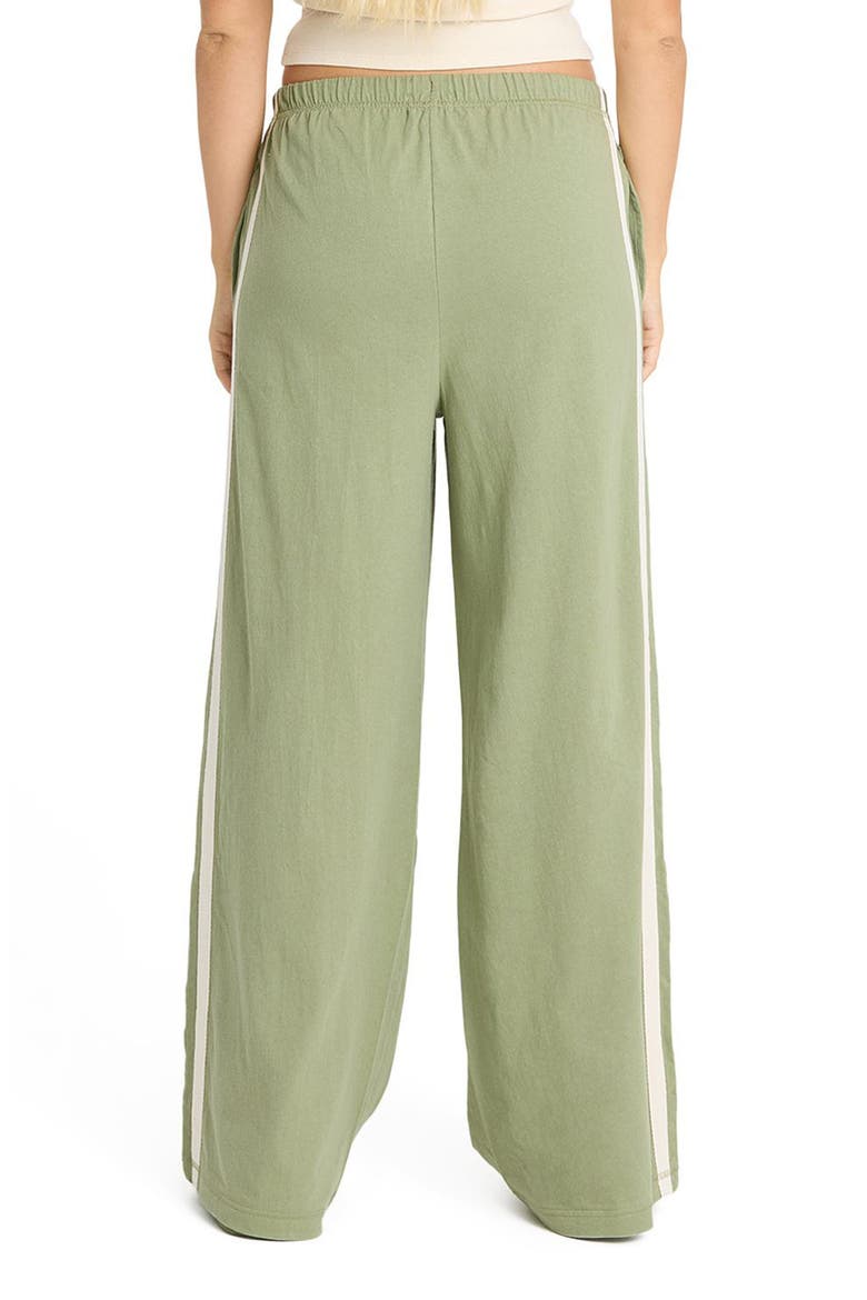 Wave Stamp Side Stripe Wide Leg Cotton Jersey Pants, Alternate, color, ARMY GREEN