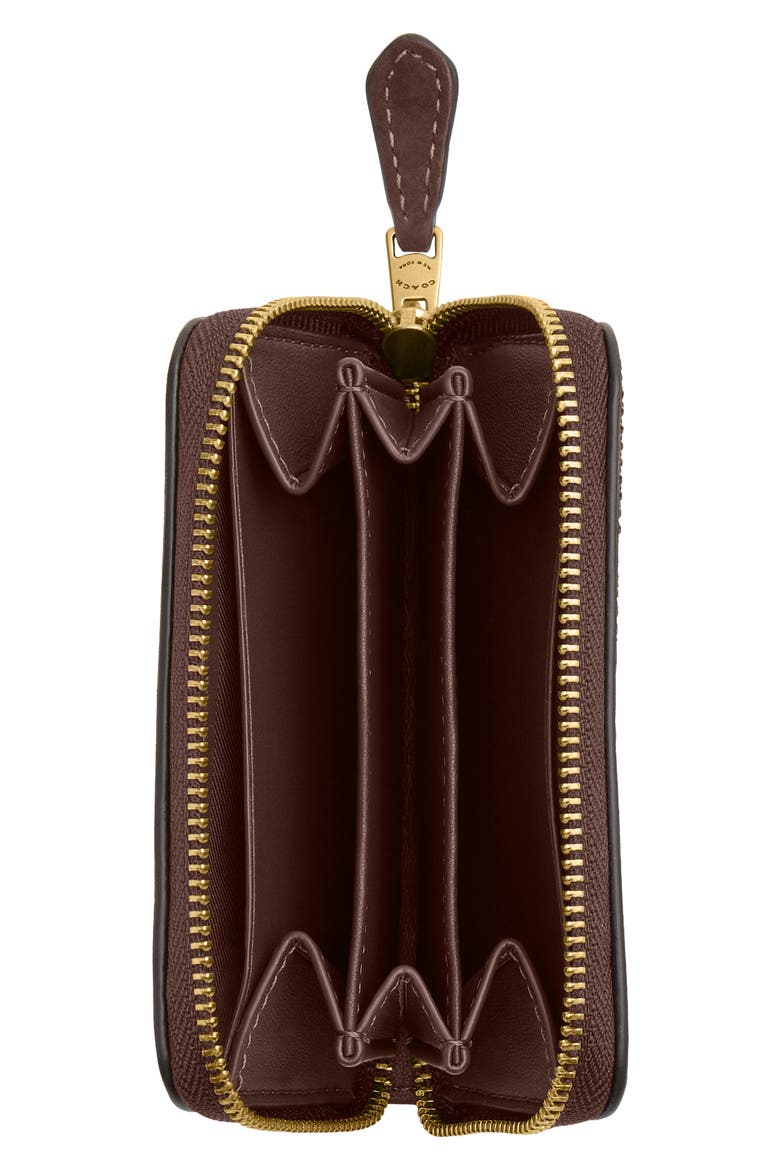 Essential Small Crystal Signature Zip Around Card Case, Alternate, color, B4/ DARK CHOCOLATE