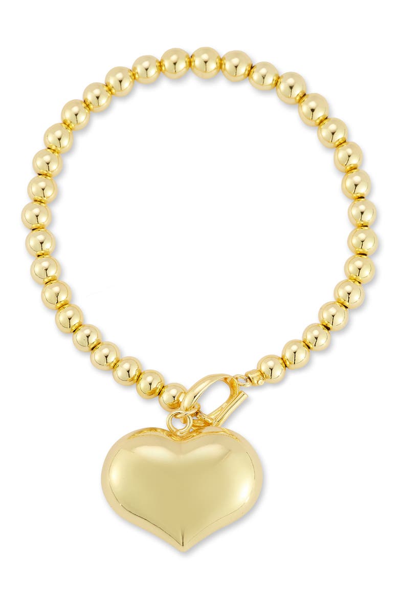 Puffy Heart Bracelet, Main, color, GOLD