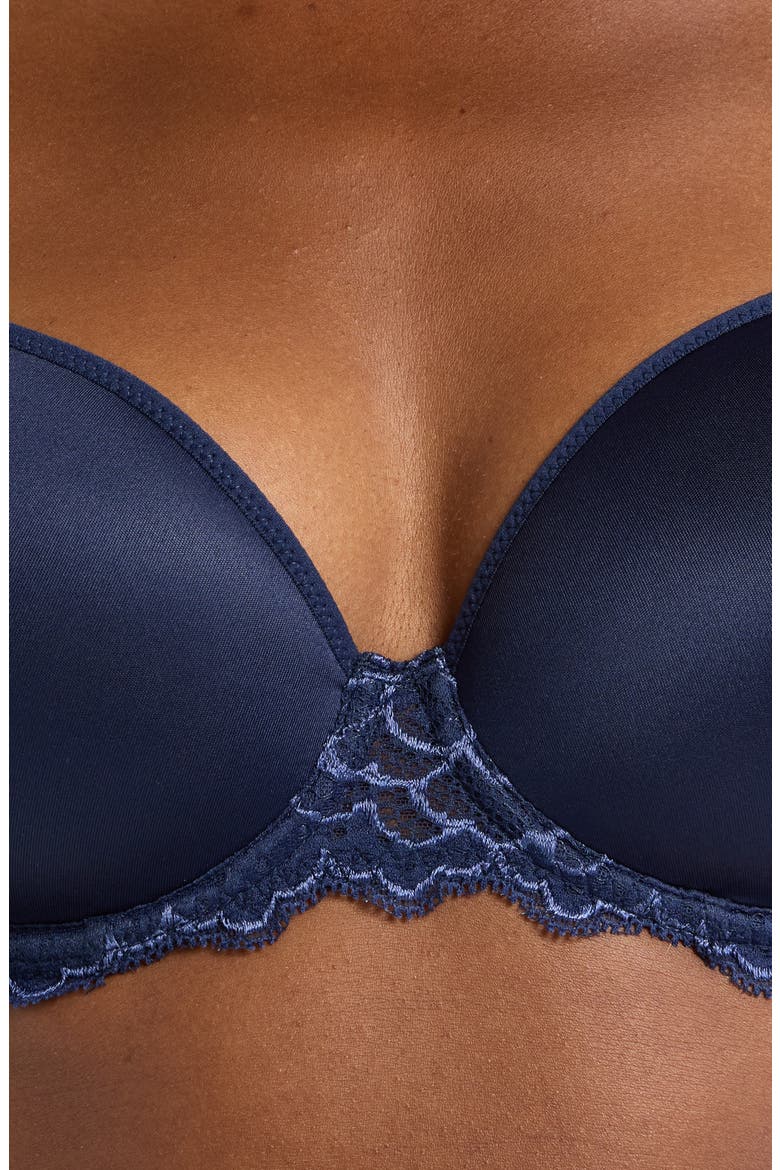 Caresse Underwire Plunge Bra, Alternate, color, INK BLUE
