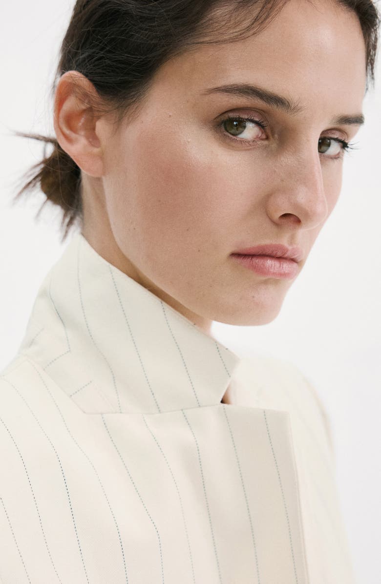 MANGO Argelia Belted Short Sleeve Blazer, Alternate, color, Ecru