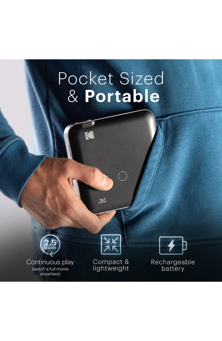 Kodak Luma 500 Pico Projector, Full HD Smart Projector w/Google TV 11.0, Bluetooth & More!, Alternate, color, Black