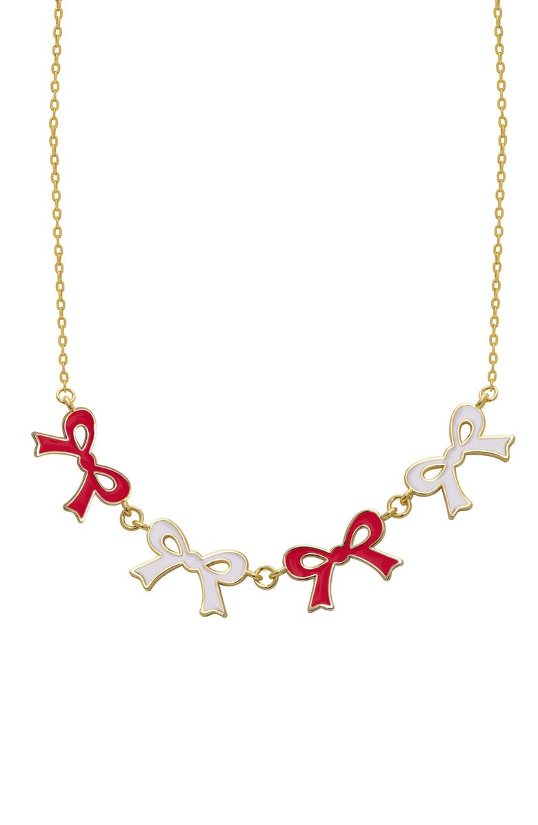 Lily Nily Kids' Flat Bow Link Necklace, Main, color, Red/ White