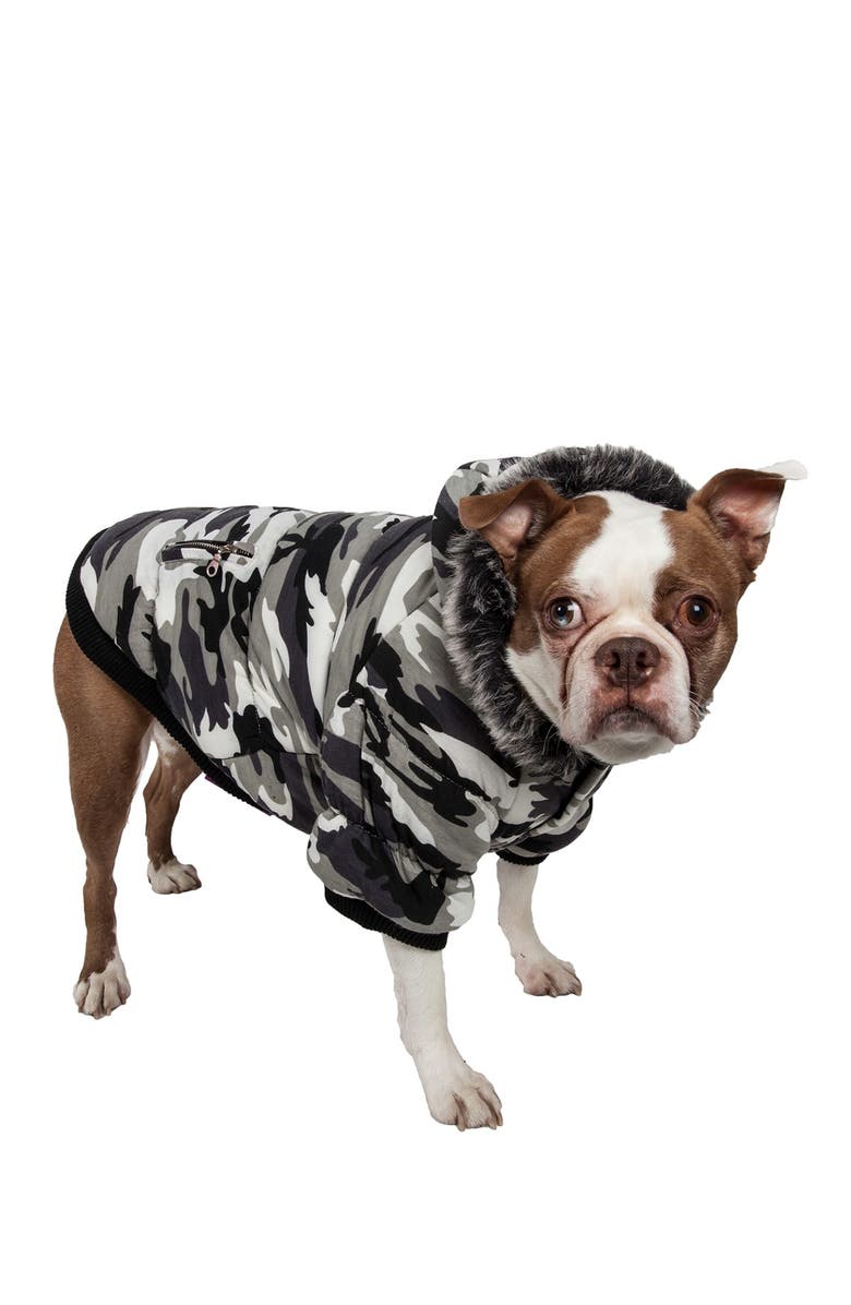 PETKIT Fashion Pet Faux Fur Trim Parka Coat - X-Small, Main, color, 
