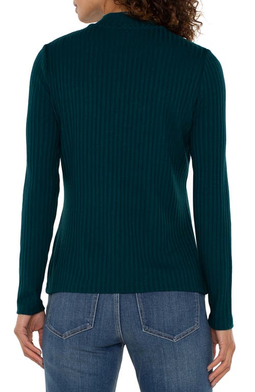 Liverpool Los Angeles Rib Knit Top In Green