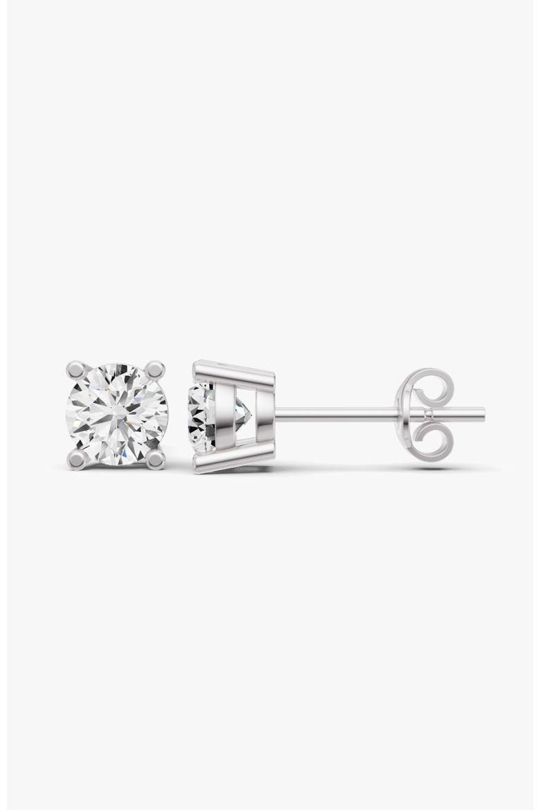 14K Gold 1 ct Round Studs Earrings, Alternate, color, White Gold