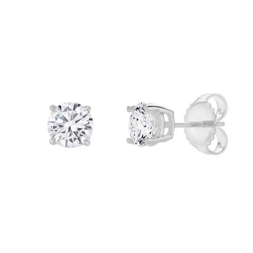 Luvmyjewelry Valeria 14k Gold Lab Grown Round Solitaire Diamond Earrings In Silver