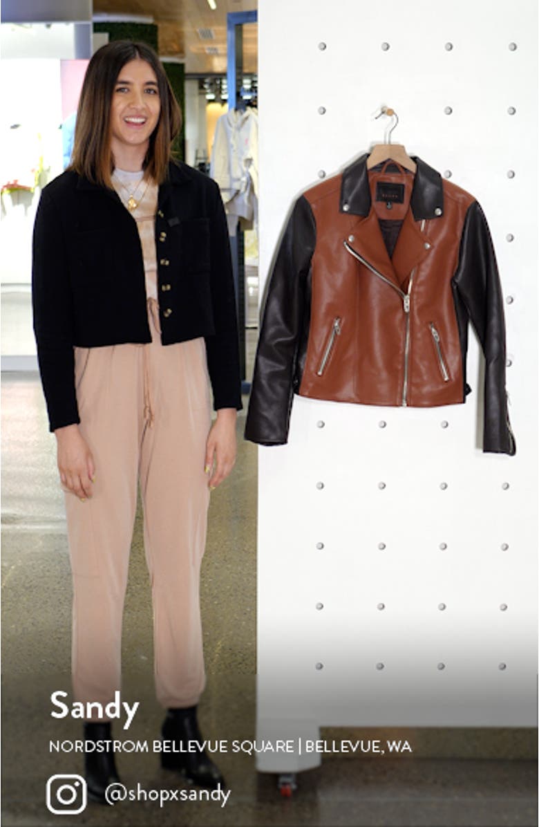 Two-Tone Faux Leather Moto Jacket, sales video thumbnail