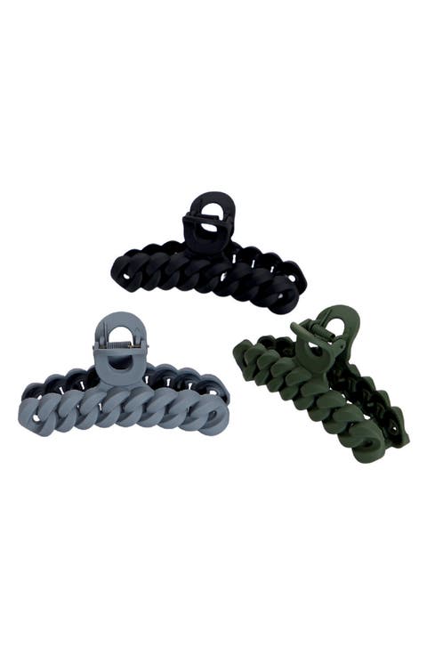 3-Pack Assorted Chain Claw Clips