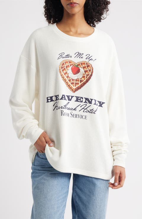Heavenly Room Service Oversize Waffle Knit Sweatshirt