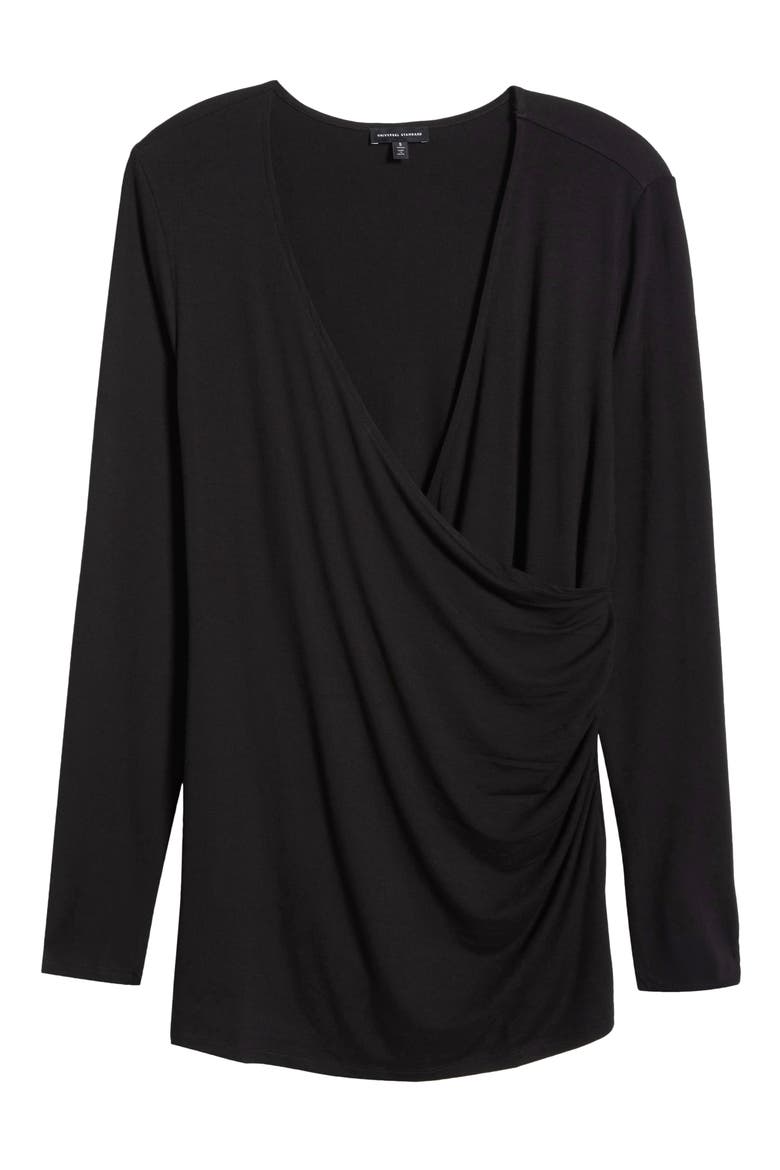 Liquid Cross Front Top, Alternate, color, BLACK