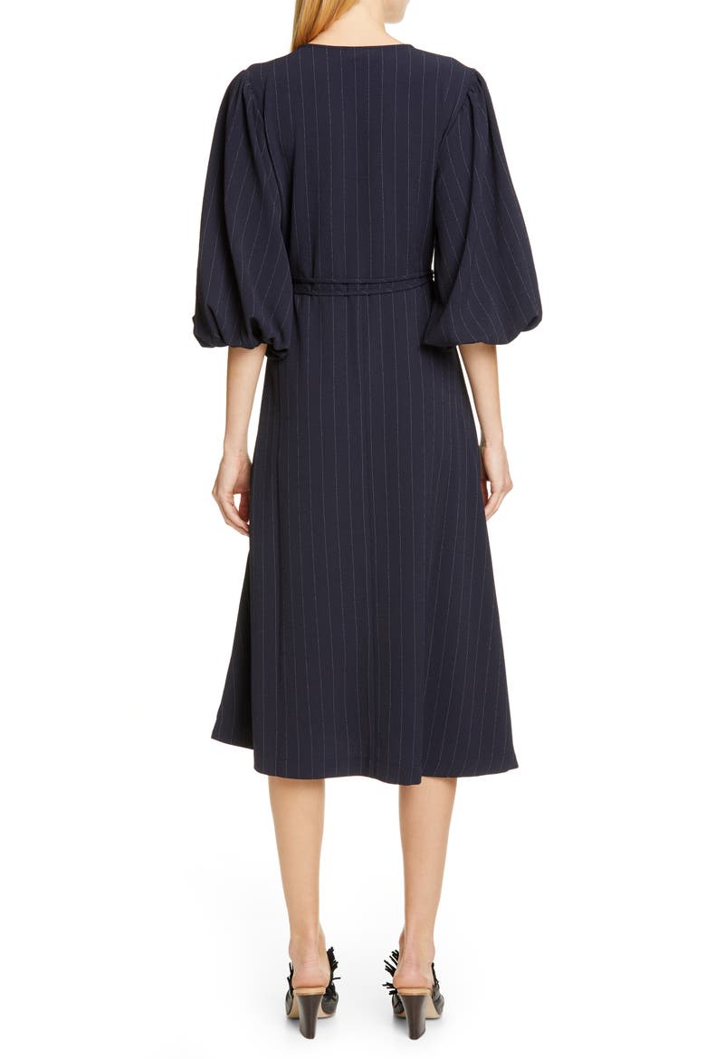 Heavy Crepe Midi Wrap Dress, Alternate, color, TOTAL ECLIPSE