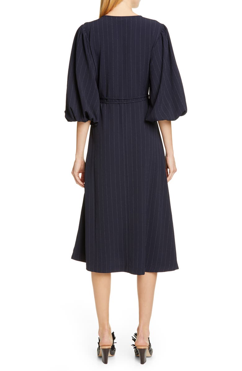 Ganni Heavy Crepe Midi Wrap Dress, Alternate, color, 