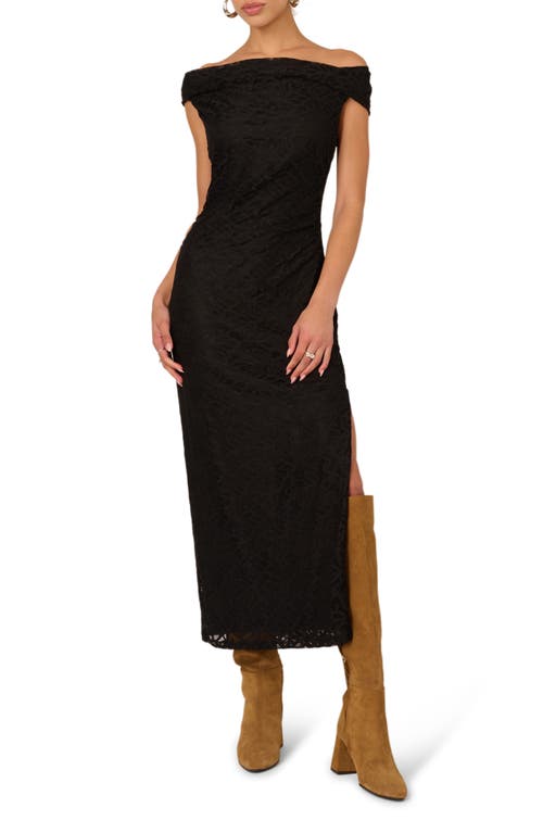 Adrianna Papell Off The Shoulder Lace Maxi Dress In Black