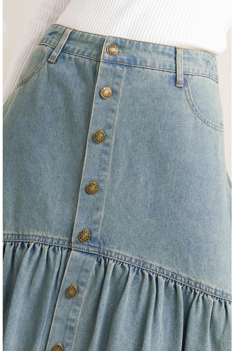 Denim Maxi Skirt, Alternate, color, MEDIUM INDIGO