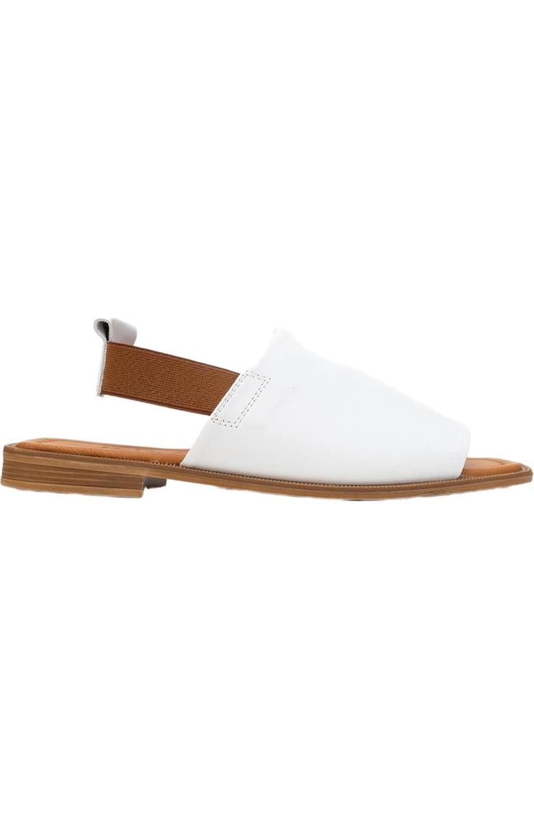 Forever & Always Shoes Fuela Leather Elastic Flat Sandals, Alternate, color, White Leather