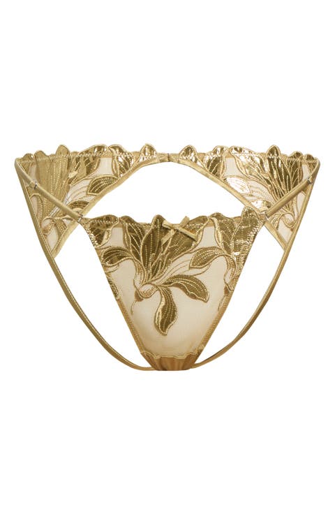 Lily Foil Embroidered Crotchless Briefs
